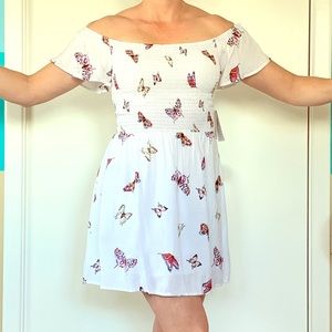 Off-the-shoulder white dress